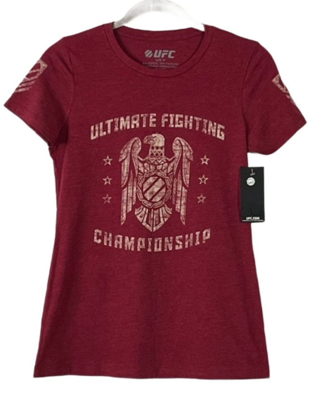 UFC Maroon Ultimate Fighting Championship Women's T-Shirt Size M, Slim Fit NWT